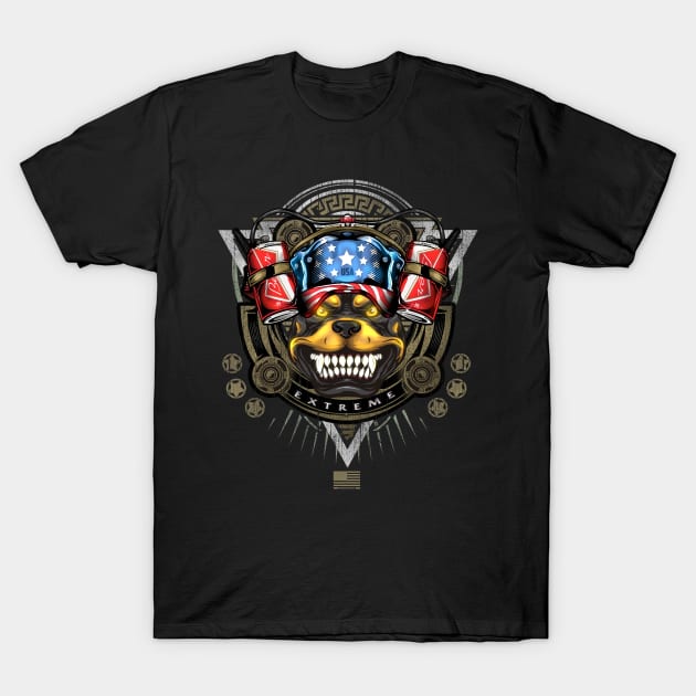 Dog Loves American Proud and Beer T-Shirt by JOISDRAW ART